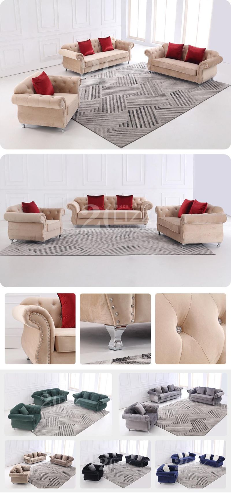 Fabric Modern American Home Furniture Living Room Sofa