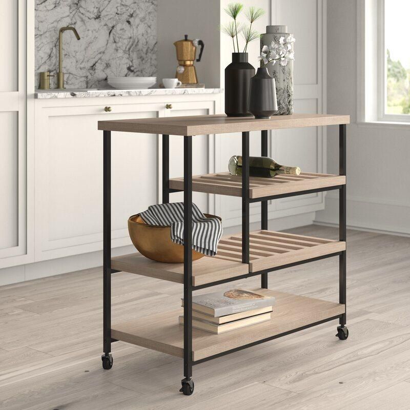 American Home Styles 4-Tier Kitchen Metal Leg Rolling Microwave Cart on Wheels Kitchen Trolley