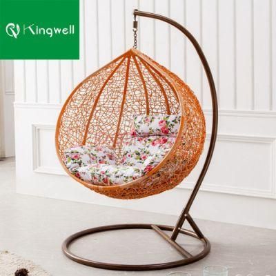 Modern Design Comfortable Outdoor Furniture PE Rattan Hanging Swing Chair with Cushion