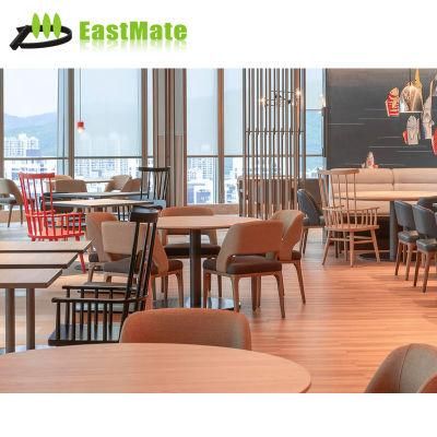 Red Color Wood Veneer Top Metal Base Restaurant Hotel Furniture