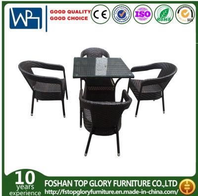 Modern Garden Set Outdoor Furniture Tempered Glass Dining Table with 4 Chairs