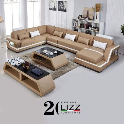 Modern Living Room Furniture Leather Recliner Sofa with LED Lights