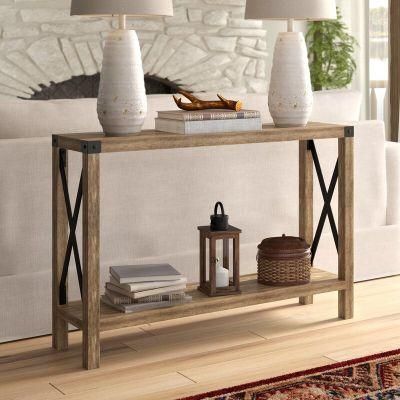 Hotel Furniture Reclaimed Barnwood Urban 46&quot; Side Table Console Table Desk with Storage Shelf