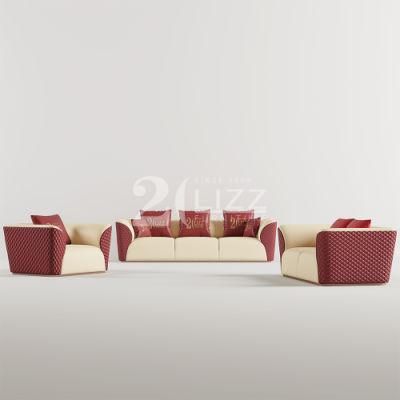Latest Modern Style Italian Design Living Room Furniture Top Grain Leather Leisure Sofa