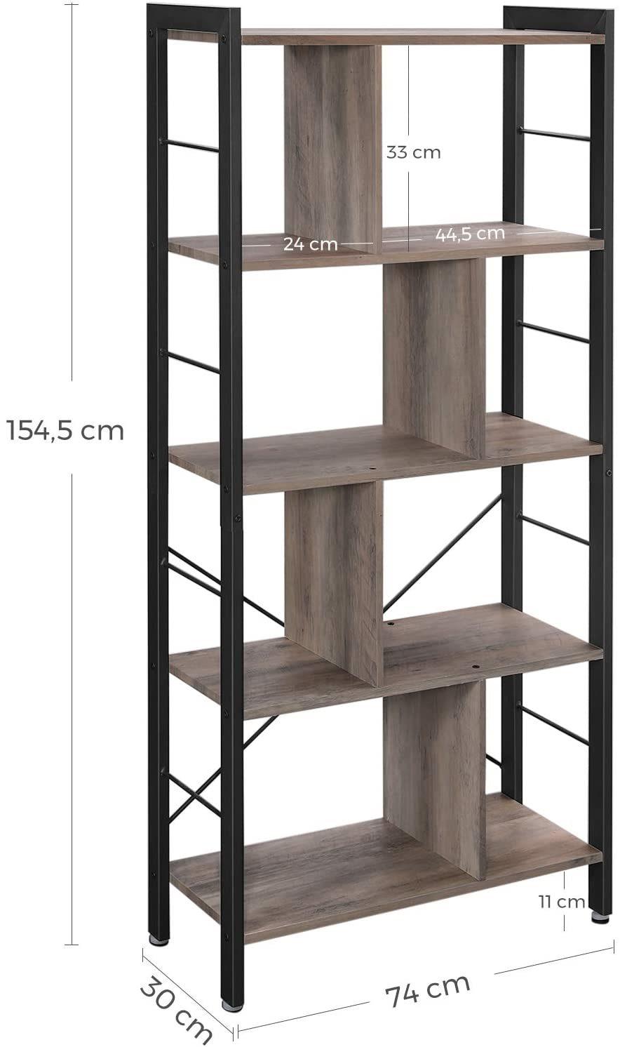 Iron Wood Bookshelves Furniture Industrial Shelving Display Rack Vintage Book Shelf Ladder Wooden 5 Tier Bookshelf