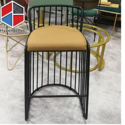 Yellow Leather Seat Metal Frame Bar Stool Chairs 94cm Customized