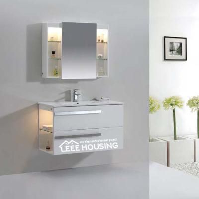 Modern Hotel Hanging Waterproof Mirror Wash Basin Vanity Matte Paint Bathroom Cabinet