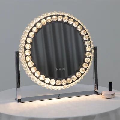 New Fashion Round Shape Desktop Crystal Makeup Mirror