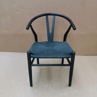 Restaurant Furniture Black Wishbone Y Chair with Black Paper Rope