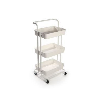 3 Tier White Household Kitchen Bathroom Storage Trolley Cart Shelf