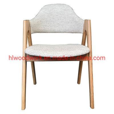 Oak Wood Tai Chair Oak Wood Frame Natural Color White Fabric Cushion and Back Dining Chair Coffee Shop Chair Living Room Furniture