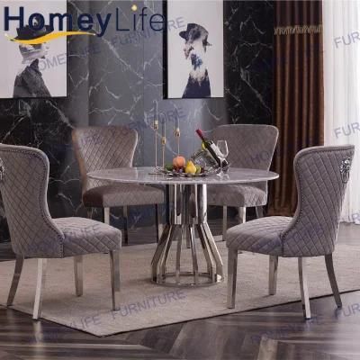 Modern Family Dining Room Round Light Luxury Dining Table Chair Combination Furniture