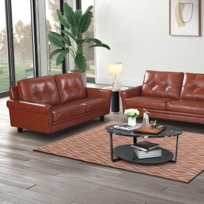 Sunlink Modern Redish Home Chair Set Sectional Grain Leather Sofa for Livingroom Furniture