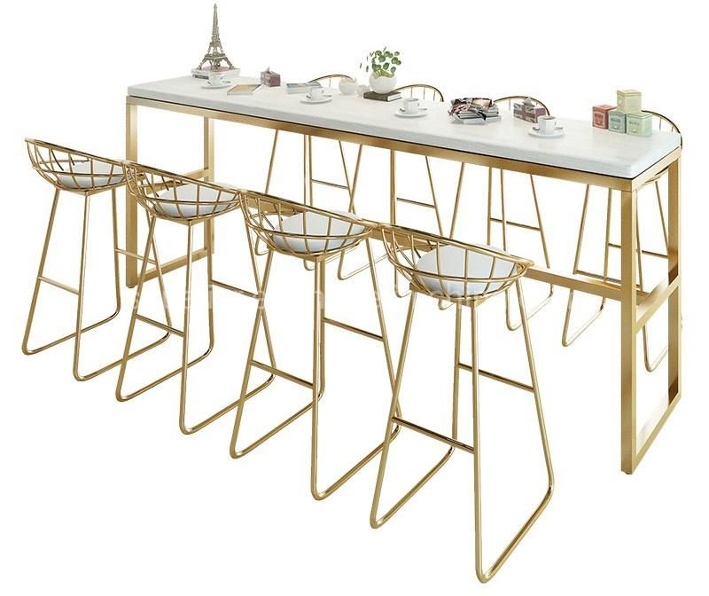 Coffee Shop Lounge Furniture Metal Frame High Table for Bar