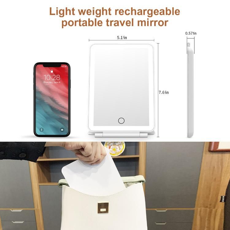 Crazy Hot Gift LED Lighted Square Makeup Folding Pocket Portable Mirror