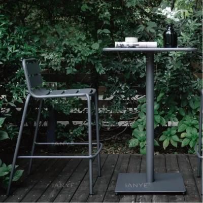 Modern Club Furniture Dark Grey Steel Bistro High Table and Chair Outdoor Bar Furniture