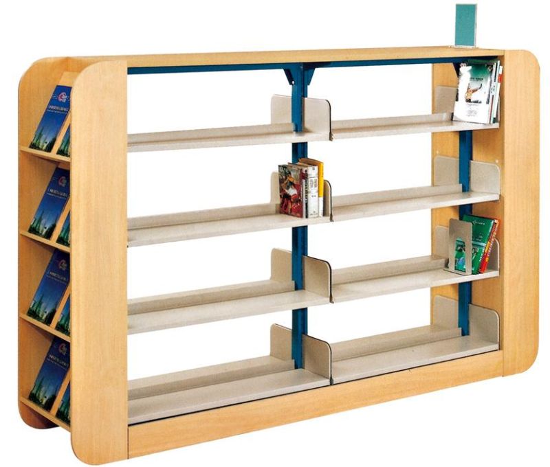 Modern Double-Sided Fireproofing Wooden Book Shelf Library Furniture