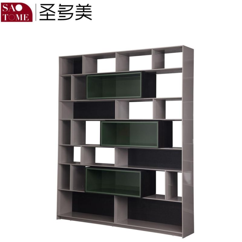 Modern Practical Living Room Study Five Layer Stainless Steel Glass Bookshelf