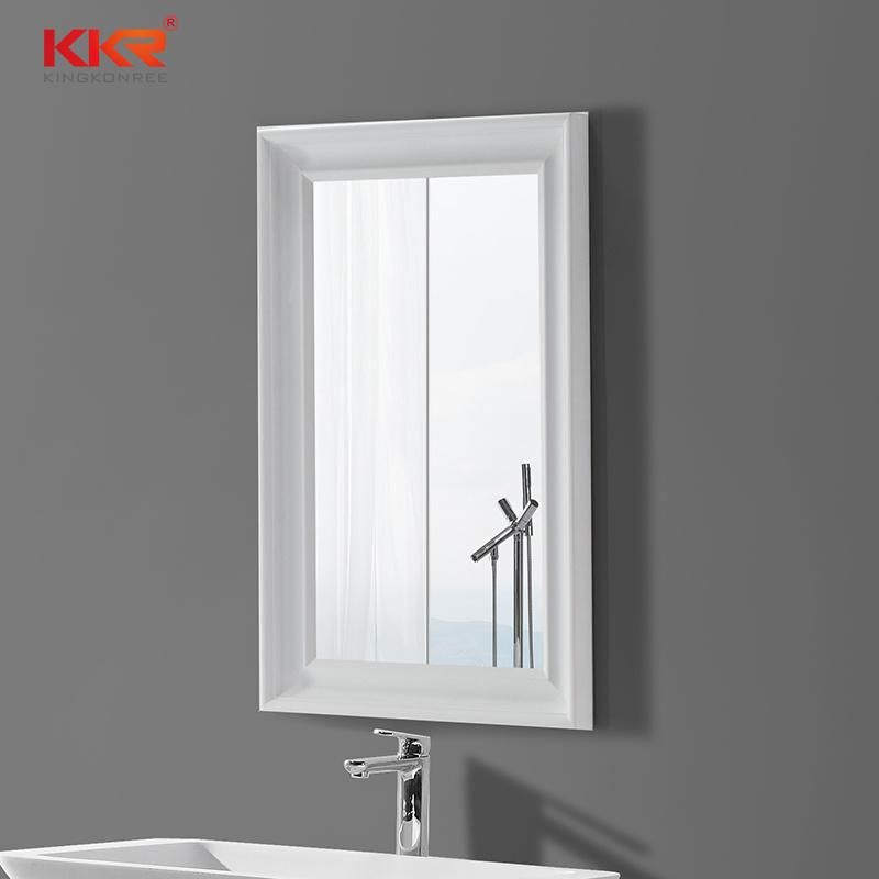 Stylish White Solid Surface Stone Framed Bathroom LED Mirror