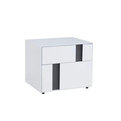 China Factory Direct Supply Modern Night Table Simple Design High Gloss White Lacquer Wooden Nightstand