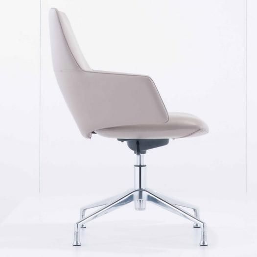 Modern Medium Back Ergonomic Revolving Leather Upholstery Office Meeting Chair