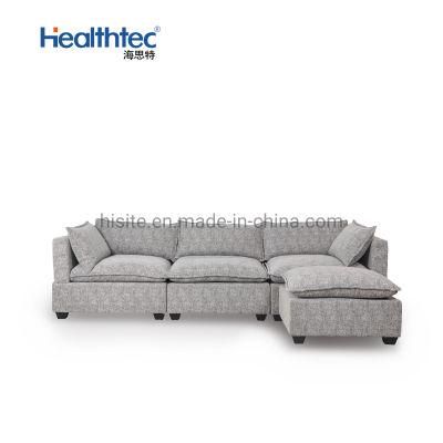 Fabric Couch Corner Sofa Bed for Small Space Milano 2PC Modern Reversible Grey Sofa Set Furniture with Ottoman