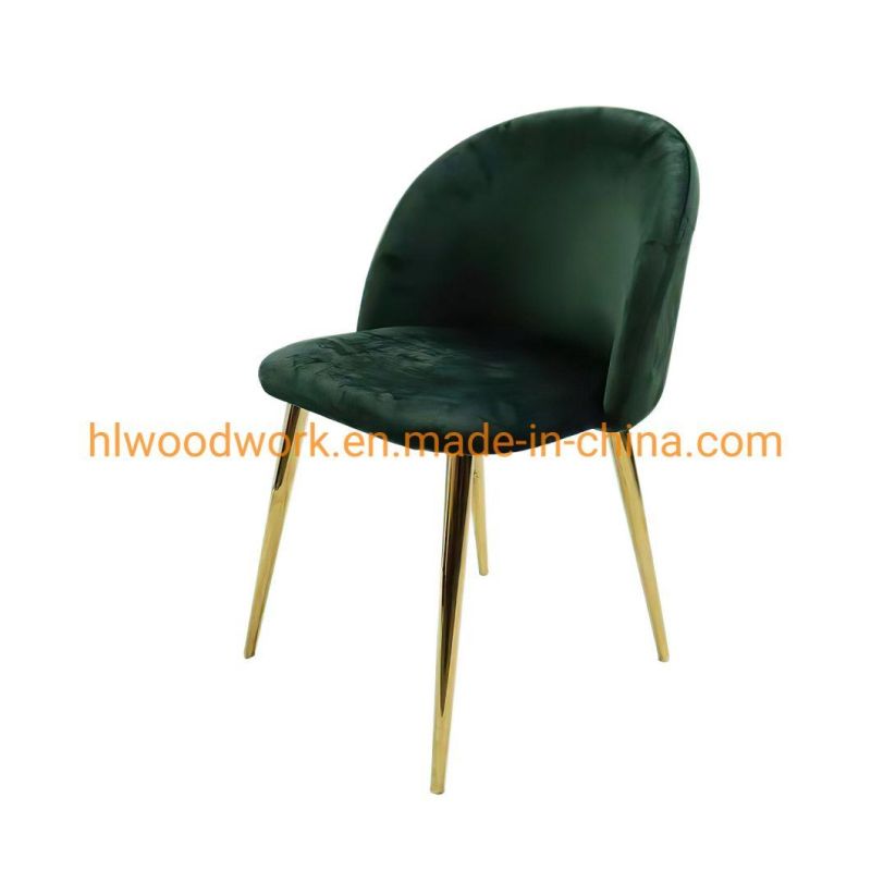 Factory Simple Low Price Home Indoor Velvet Micro Fabric Leisure Armrest Restaurant Hotel Modern Metal Nordic Upholstered Dining Chair Wholesale Market Chair