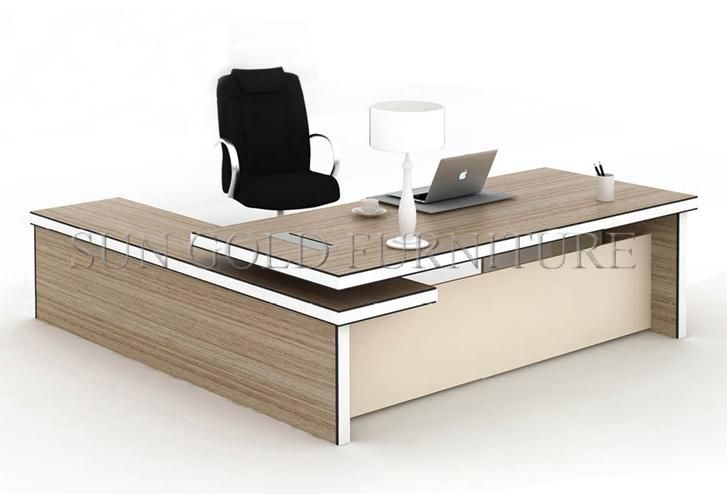 Simple Style White Black L Shape Corner Boss Office Desk