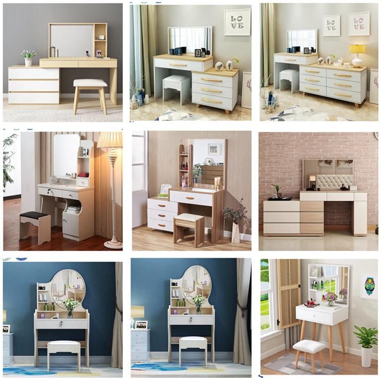 Modern Luxury Wooden Home Bedroom Furniture Set Dresser Side Cabinet Mirror Dressing Table