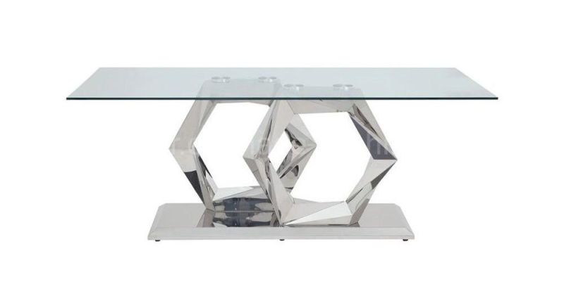American Style House Restaurant Furniture Glass Stainless Steel Dining Tables
