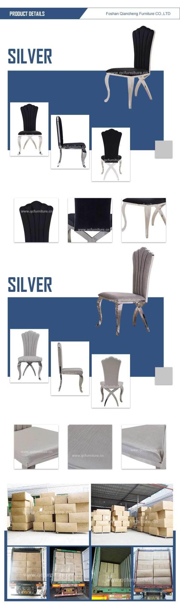 French Style Stainless Steel Modern Dining Chair for Wedding&Banquet