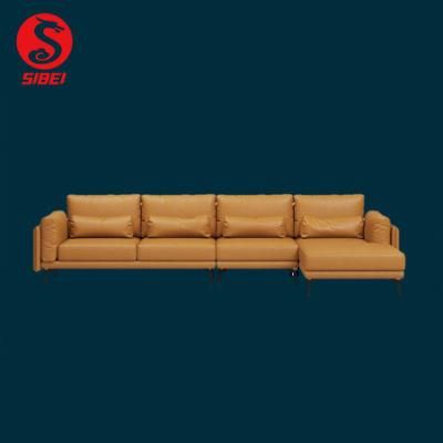 Modern Luxury Leisure Wooden Couch Sectional Living Room Sofa Set Home Furniture Leather Sofa
