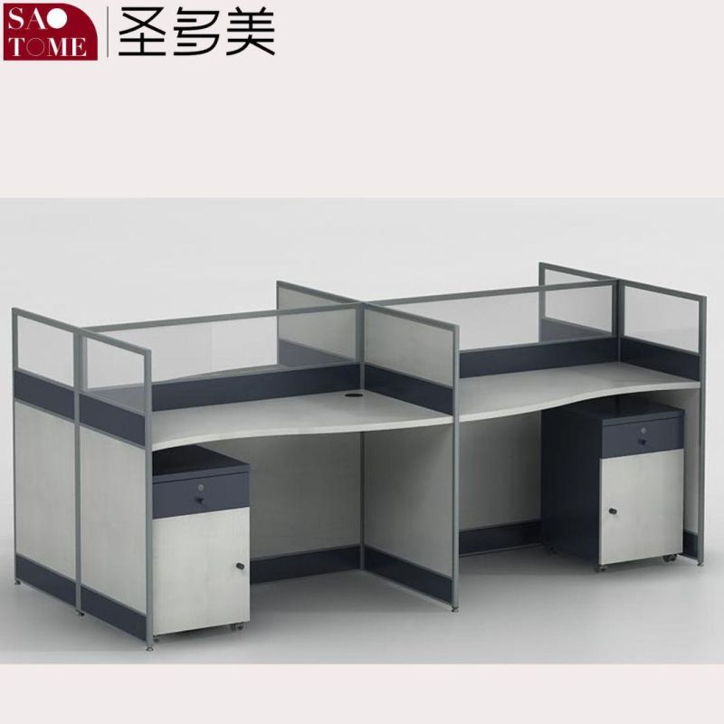 Office Furniture C35 Two-Person Card Position with Movable Cabinet and Fixed Cabinet Office Desk