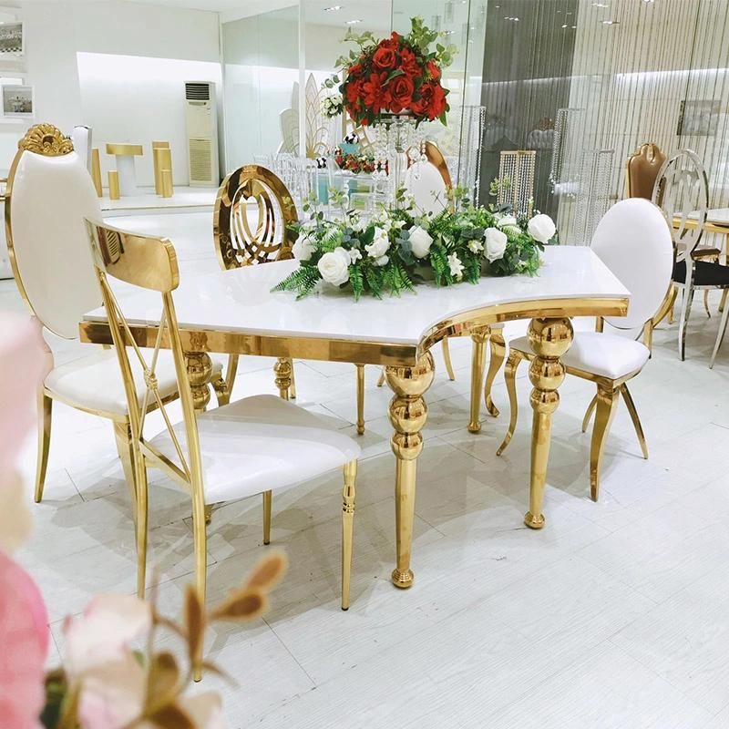 French Design High Quality Event Gold Stainless Steel Banquet Dining Chair