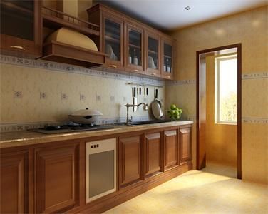 American Style Long Lasting Linear Shape Transparent Solid Wood Kitchen Cabinet