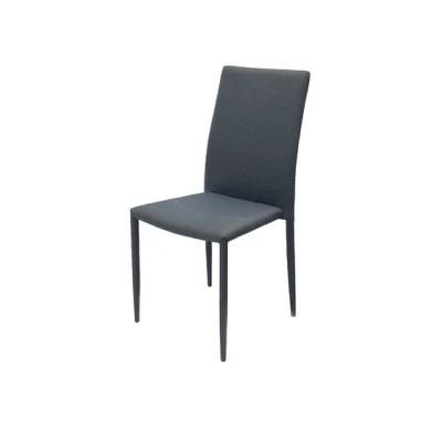 Home Dining Room Furniture Black PU Leather Seat Frame Dining Chair with Metal Legs