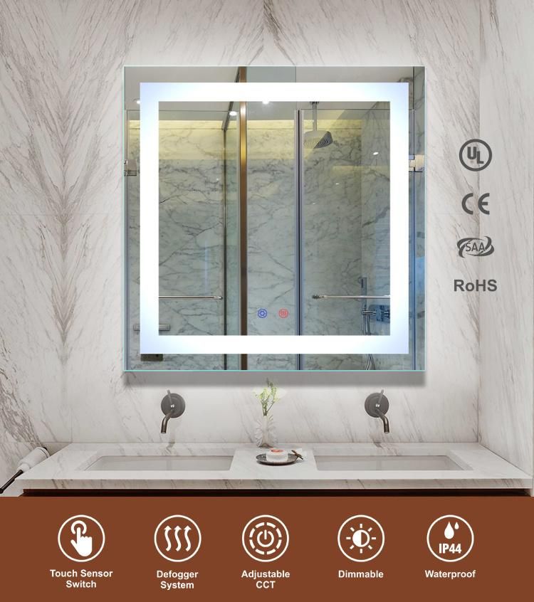Project Aluminum Framed Rectangular Bathroom Wall Mounted Illuminated LED Mirror