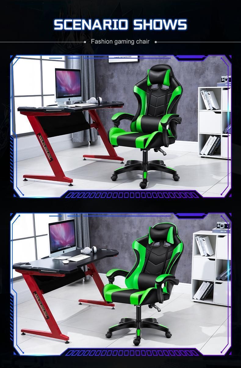 New High Back Ergonomic Leather CE Approval PU Leather Silla Gamer PC Computer Racing Gaming Chair with Headrest