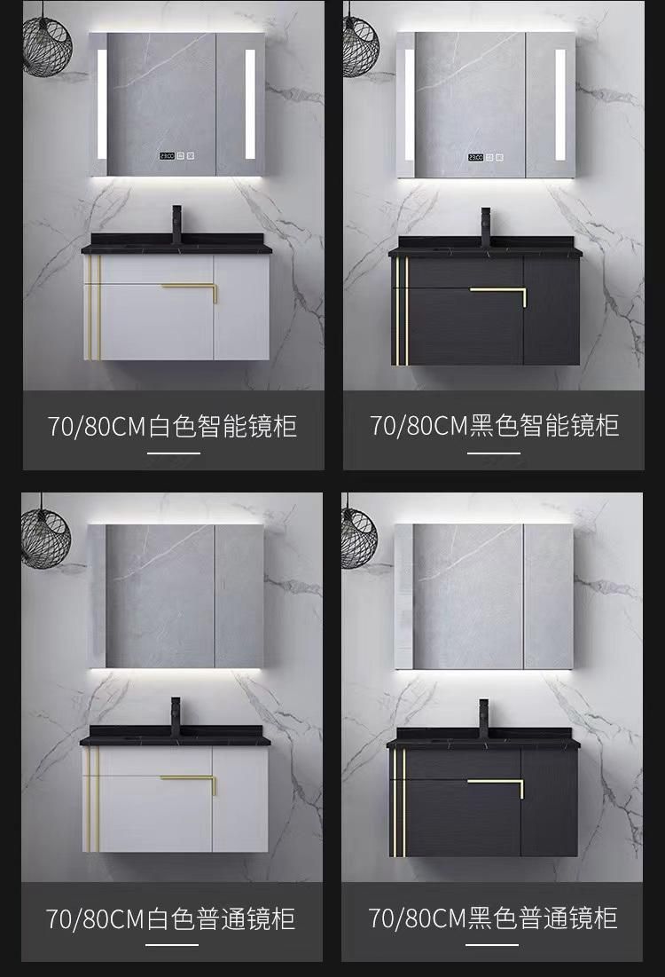 Cheap 32 Inch Bathroom Sink Cabinet Basin Mirror Bathroom Cabinet with LED Light Wooden Bathroom Vanity Cabinet