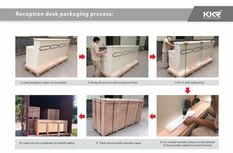 Kingkonree Modern Design Counter Desk Office Solid Surface Integration Reception Desk