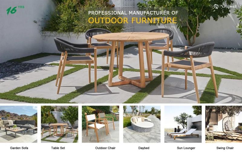 Modern Outdoor Restaurant Stackable Arm Chairs Aluminum Rectangular Dining Table Set for Garden Patio Resort