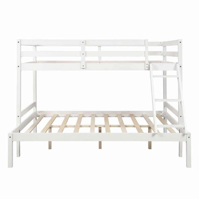 Solid Wood Bunk Bed + Guardrail + Ladder