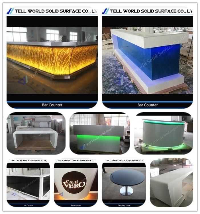 Customized Counter Modern LED Cafe Shop Corian Acrylic Solid Surface Bar Counter