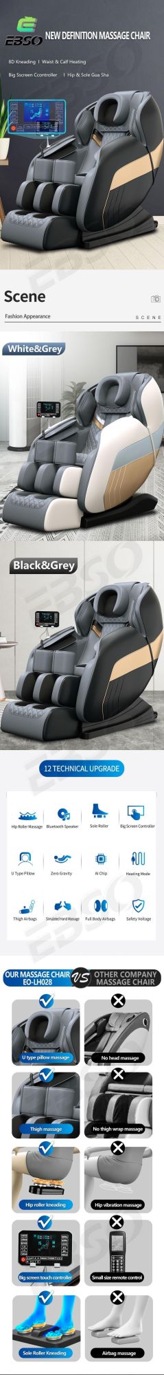 New Modern Design Foot Chair Massage Chair 3D Zero Gravity
