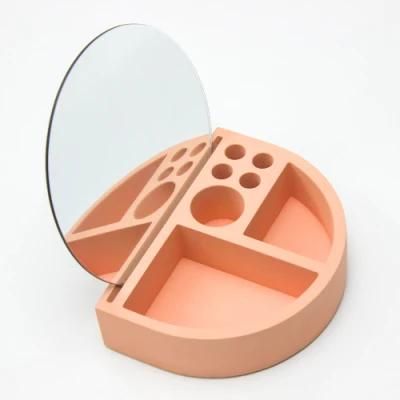 Desktop Stand Make-up Mirror Single-Sided Silver Plated Fashion Bathroom Marble Vanity Mirrors Bathroom Mirror with Marble Base
