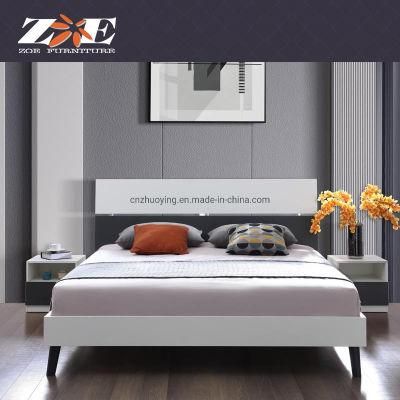 MDF Bedroom Furniture Hot Selling Double Bed with Night Table