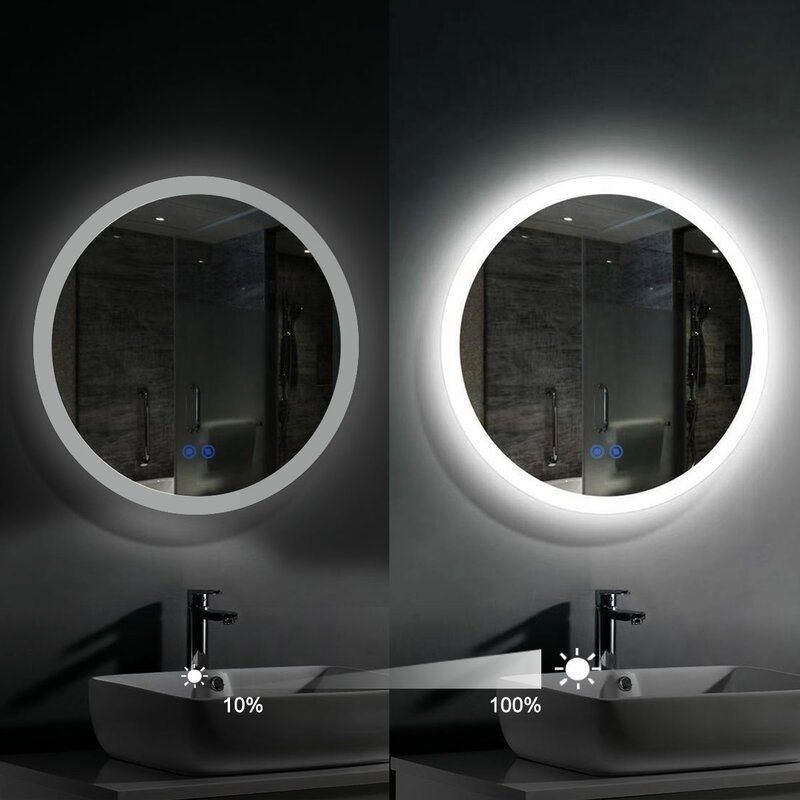 Make up Cosmetic Round Frameless Wall Mounted Illuminated LED Mirror with Touch Switch