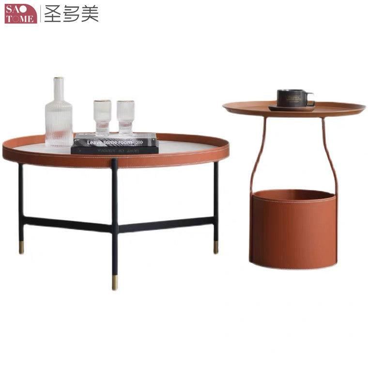 Round Plate End Table Set Metal Coffee Table