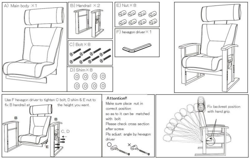 High Backrest Grey Linen Fabric Modern Home Office Furniture Arm Chair
