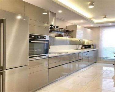Modern High Gloss Multifunctional Practical Impact Resistant Plywood PVC Kitchen Cabinet